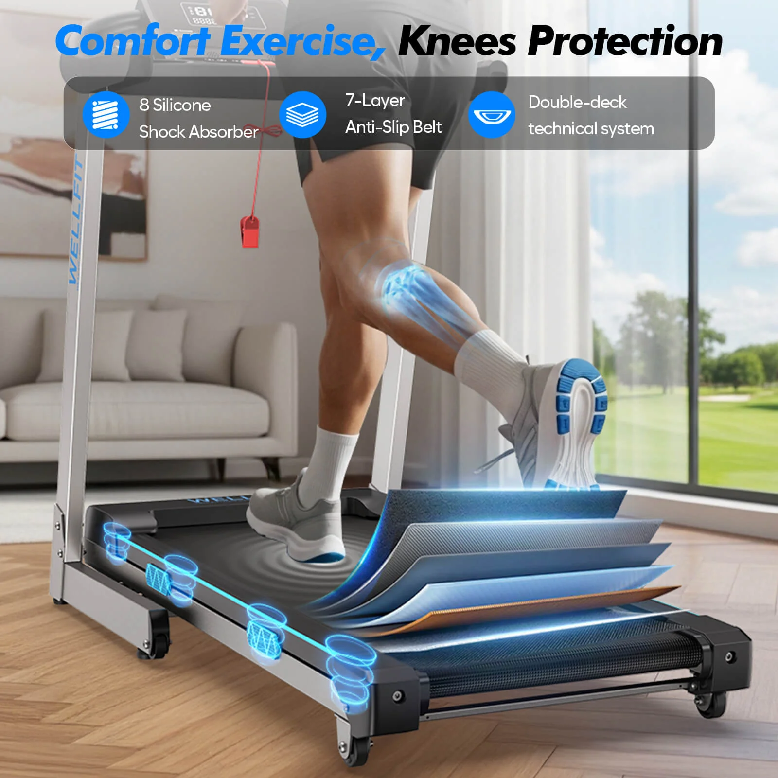 TM007 Foldable Treadmill 15% Auto Incline 18*43" Running Area - Image 11