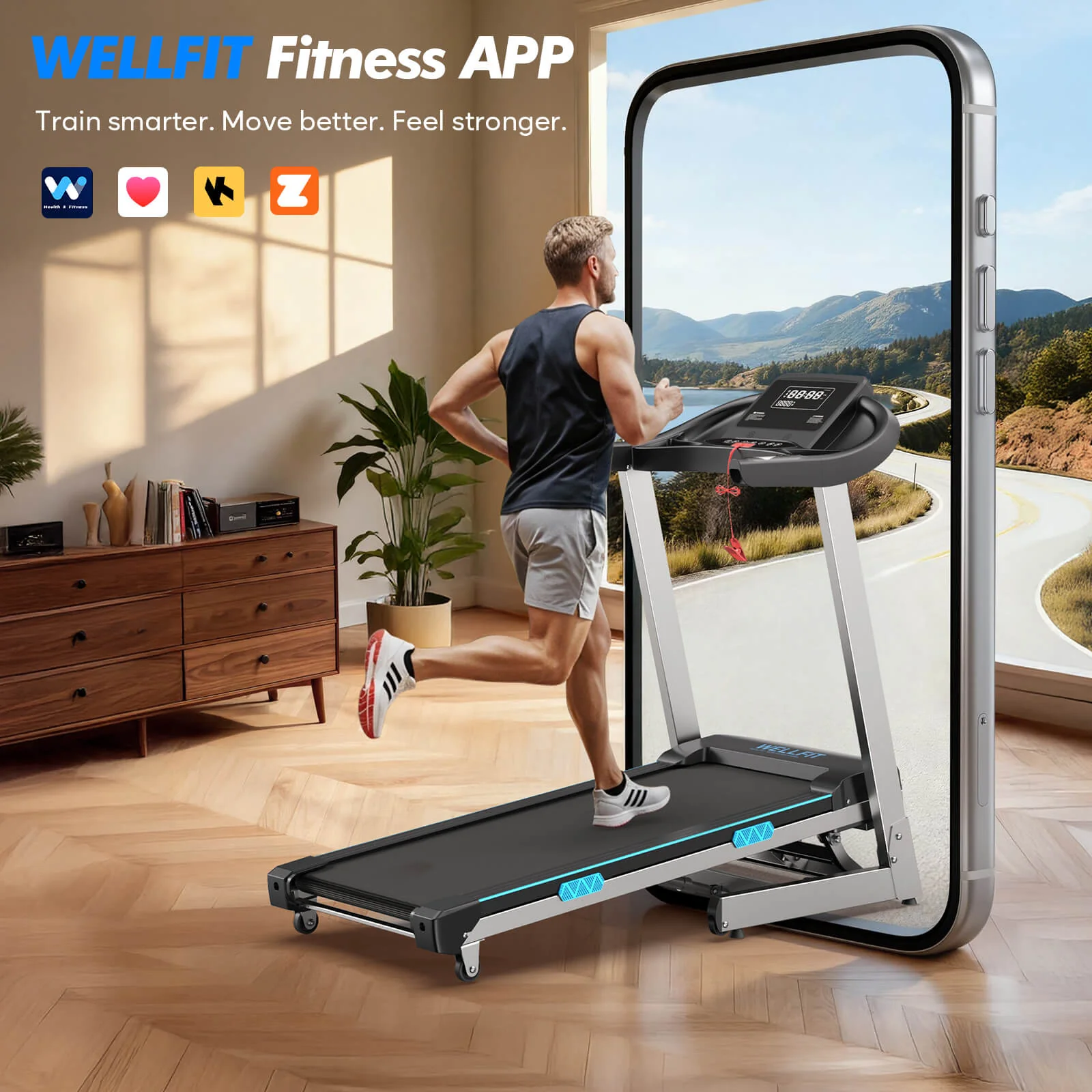 TM007 Foldable Treadmill 15% Auto Incline 18*43" Running Area - Image 14