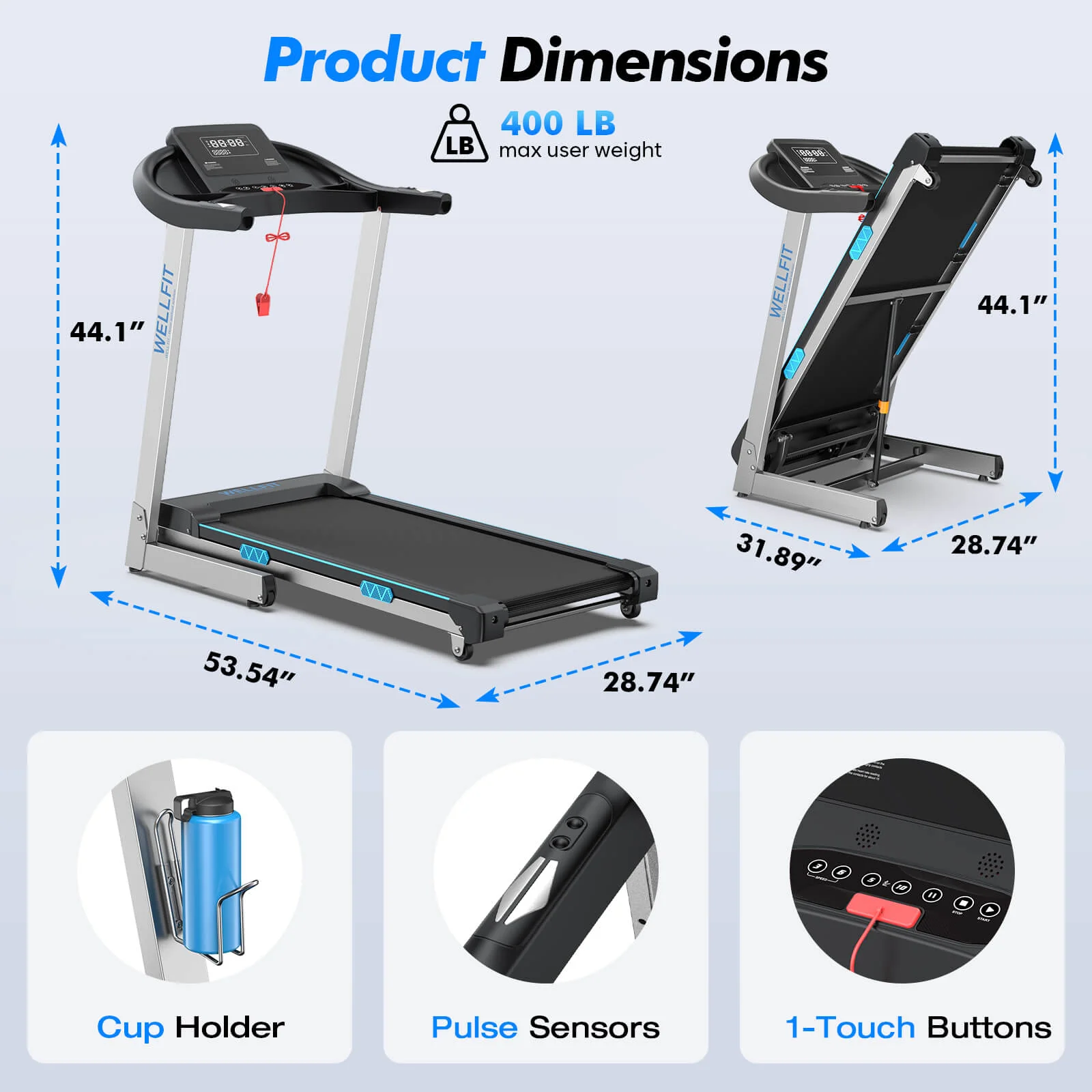 TM007 Foldable Treadmill 15% Auto Incline 18*43" Running Area - Image 20