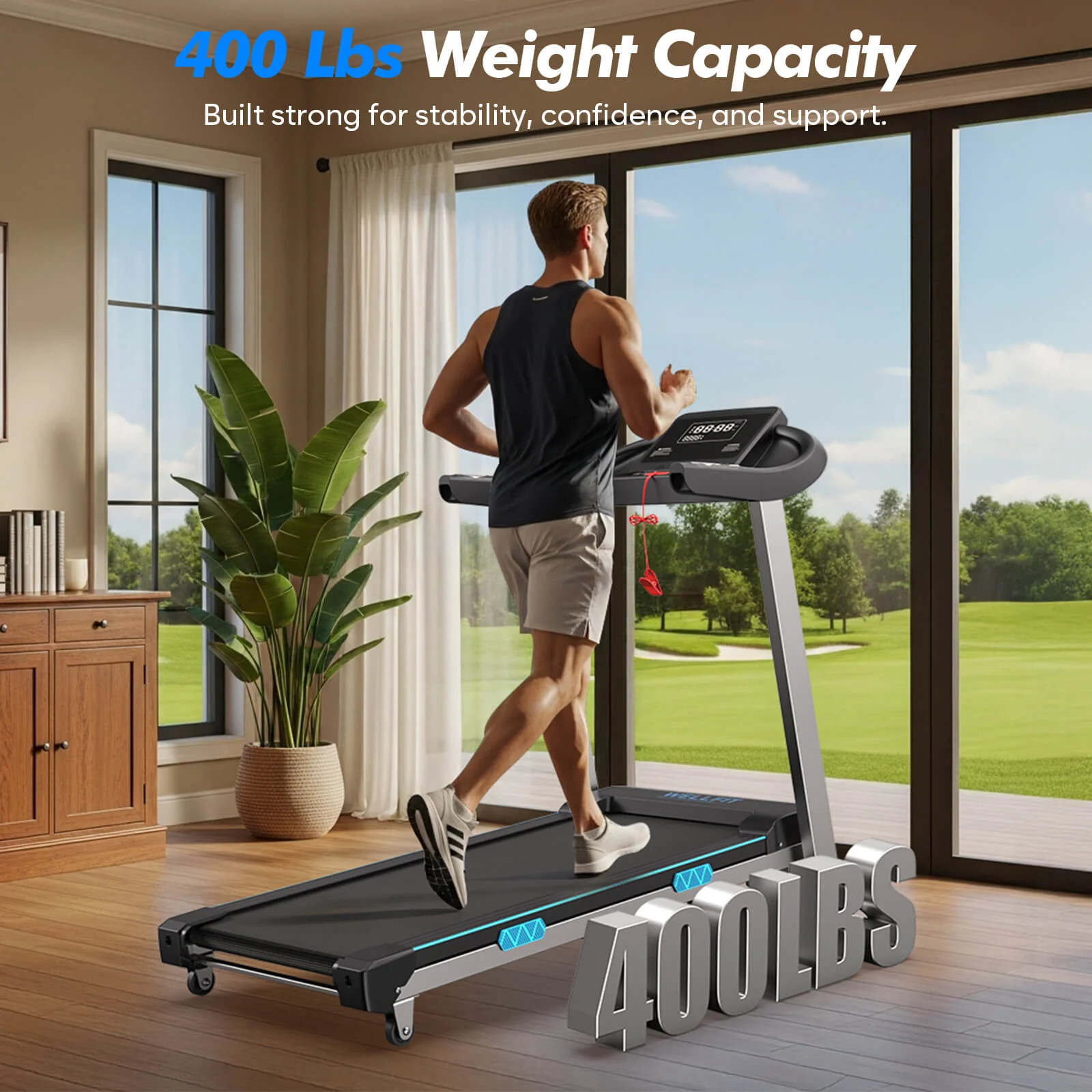 TM007 Foldable Treadmill 15% Auto Incline 18*43" Running Area - Image 4
