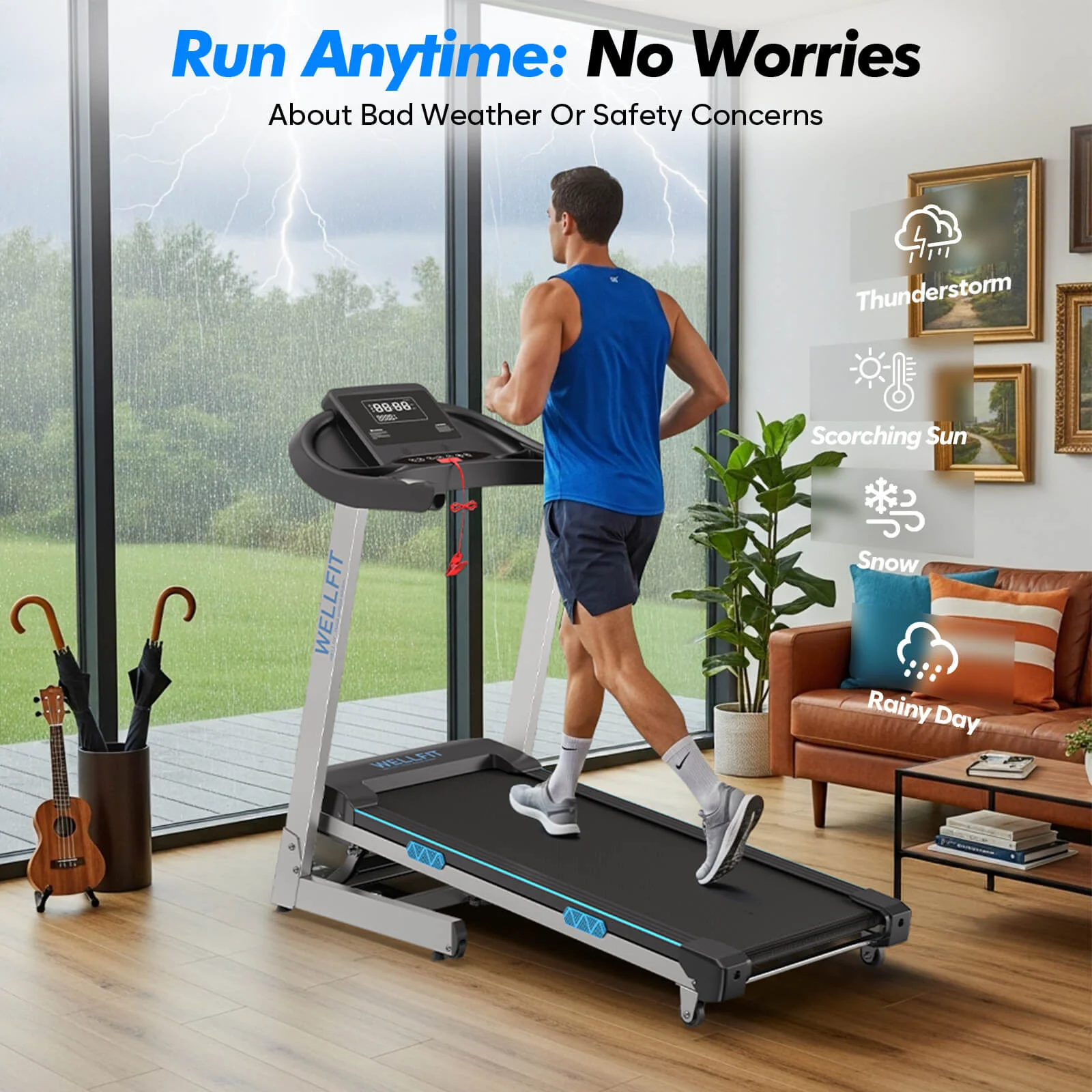 TM007 Foldable Treadmill 15% Auto Incline 18*43" Running Area - Image 8