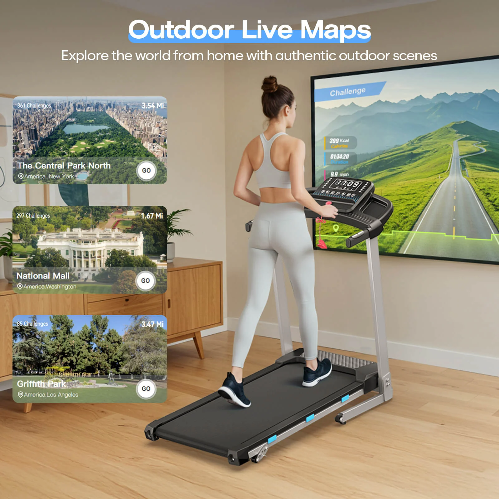 TM015-Foldable Incline Treadmill With Side Rails 350 lbs Capacity - Image 11