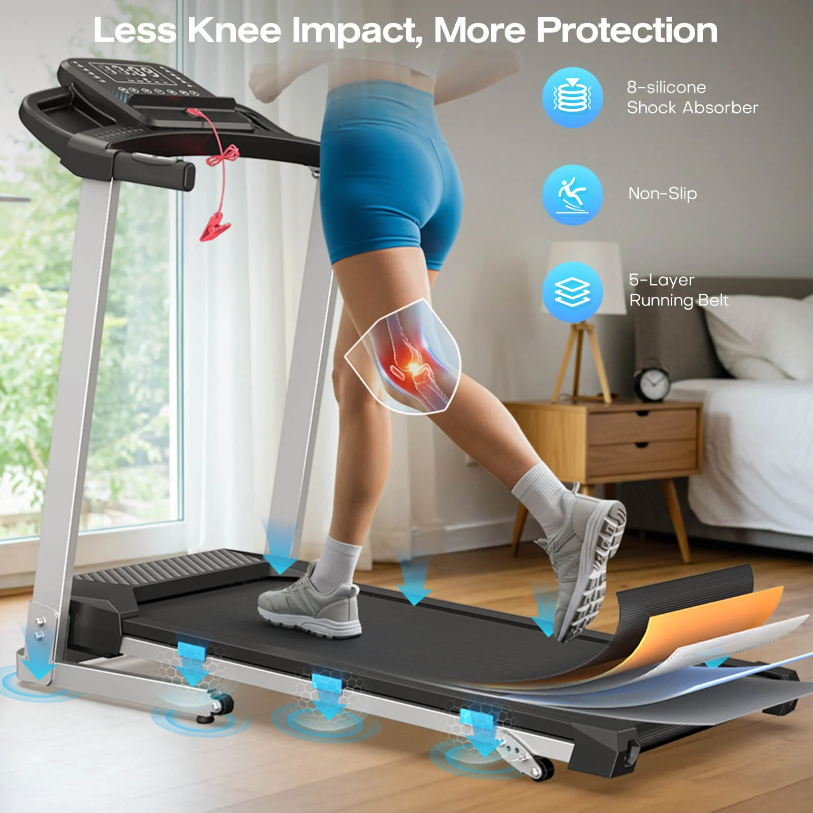 TM015-Foldable Incline Treadmill With Side Rails 350 lbs Capacity - Image 14