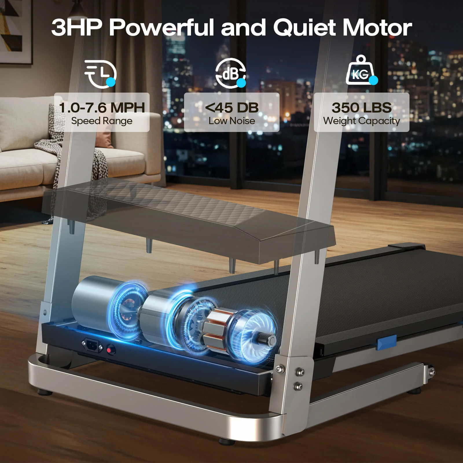 TM015-Foldable Incline Treadmill With Side Rails 350 lbs Capacity - Image 15