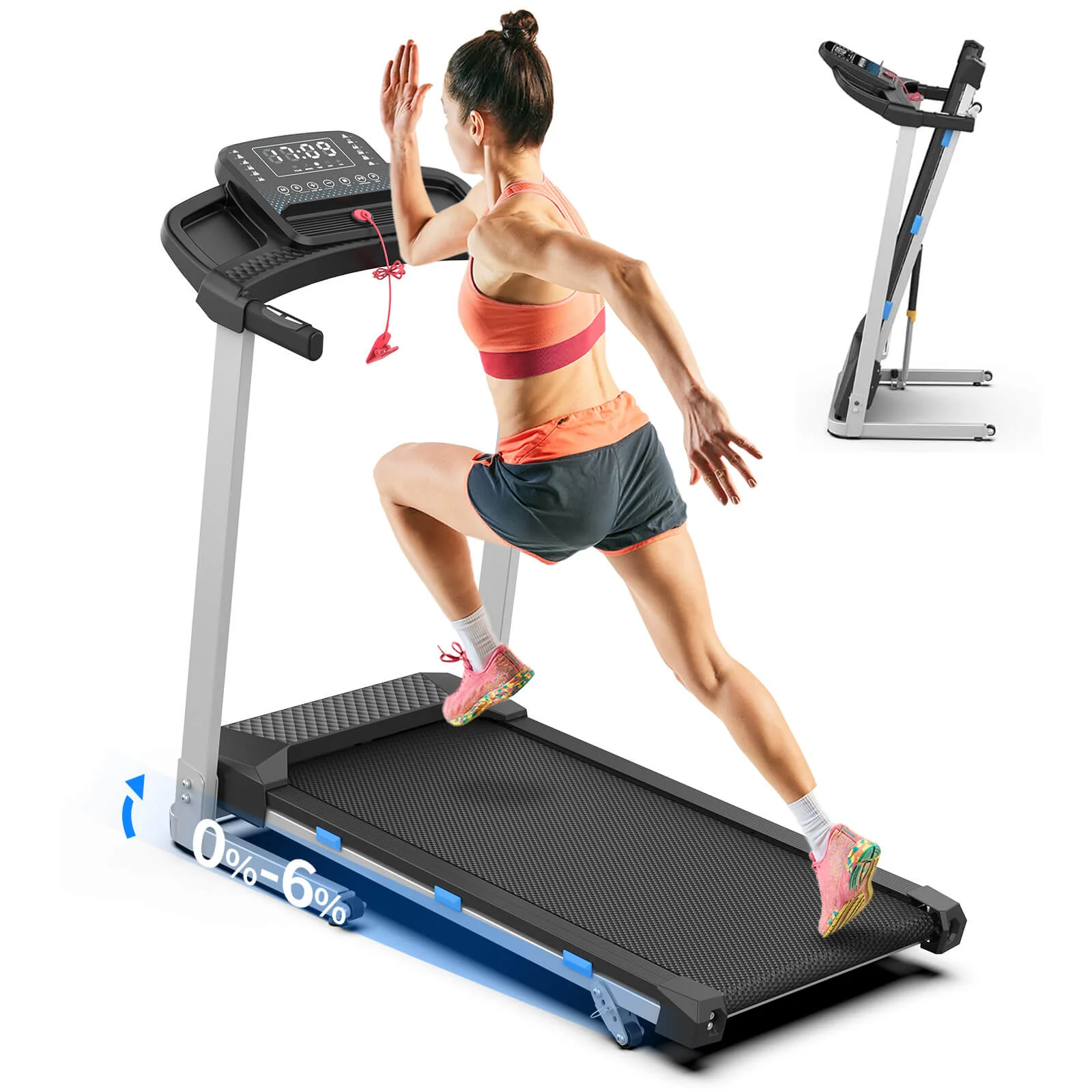 TM015-Foldable Incline Treadmill With Side Rails 350 lbs Capacity - Image 25