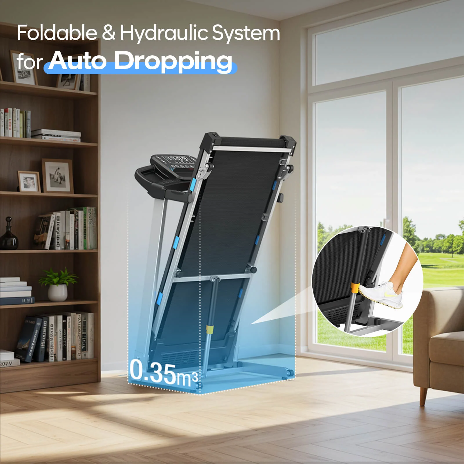 TM015-Foldable Incline Treadmill With Side Rails 350 lbs Capacity - Image 4