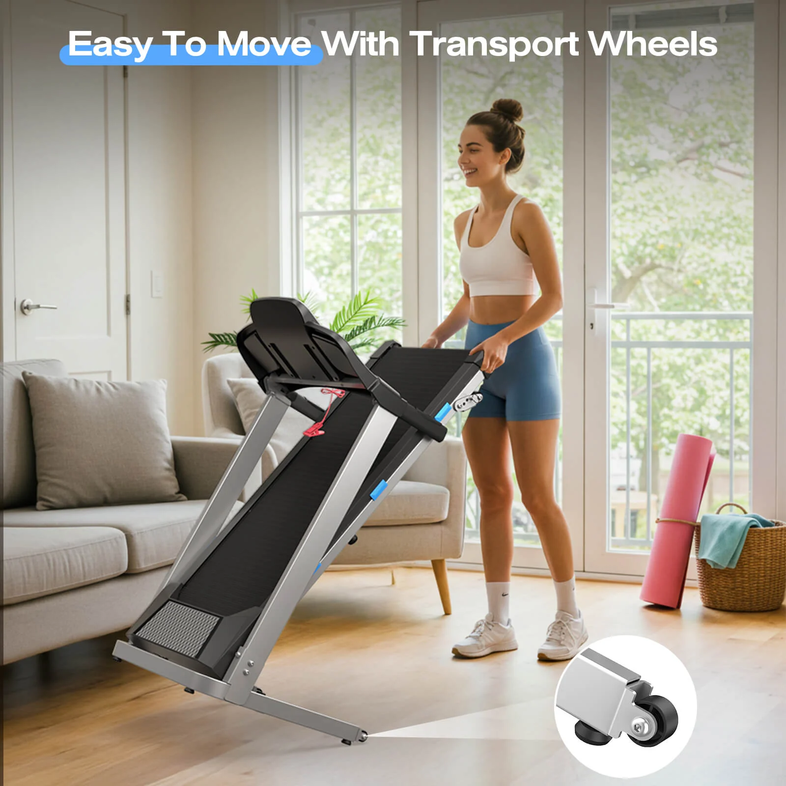 TM015-Foldable Incline Treadmill With Side Rails 350 lbs Capacity - Image 7