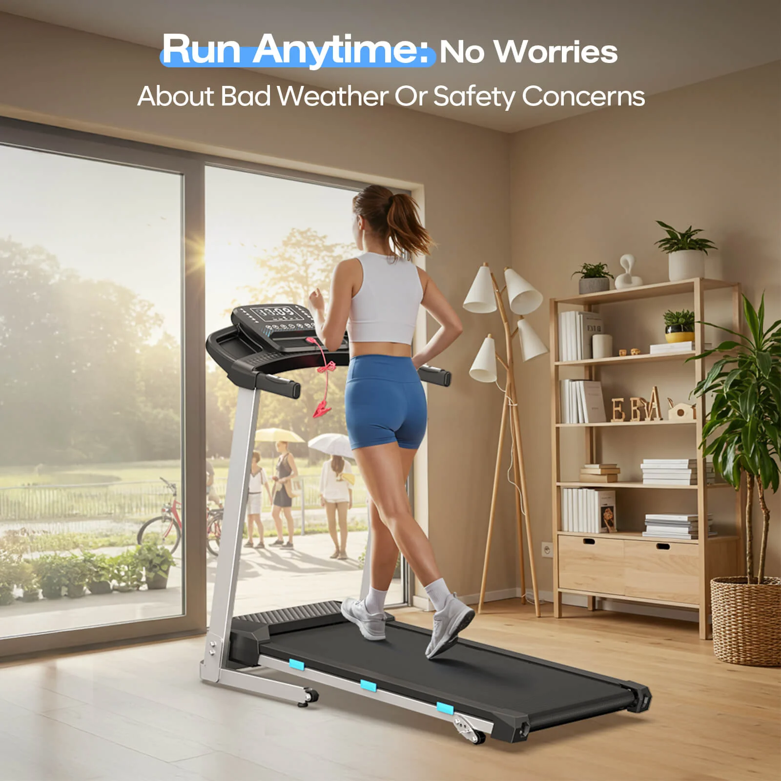 TM015-Foldable Incline Treadmill With Side Rails 350 lbs Capacity - Image 8
