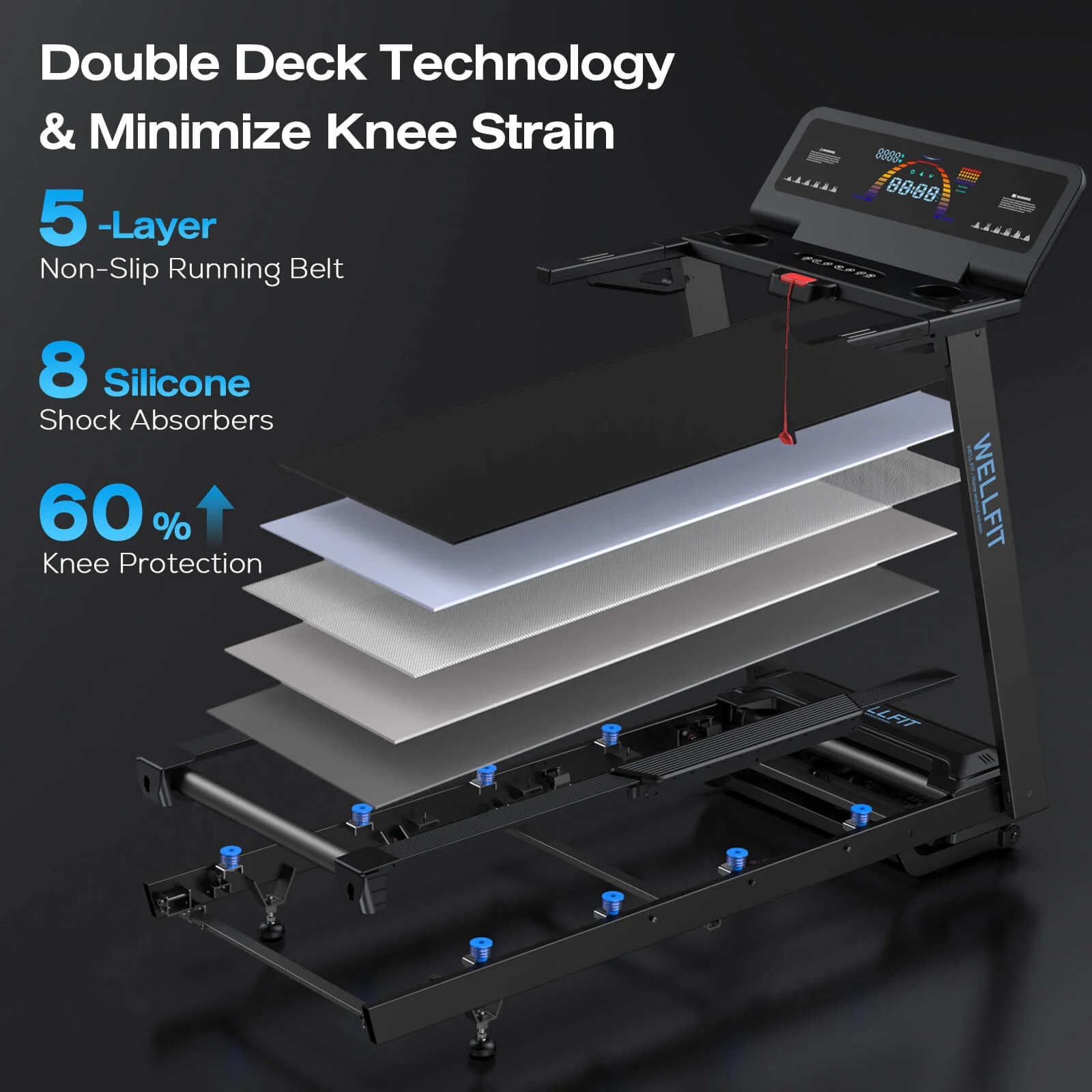 TM029 Treadmill-12 Auto Incline-500LBS-10mph-55Inch Long Running Area - Image 11