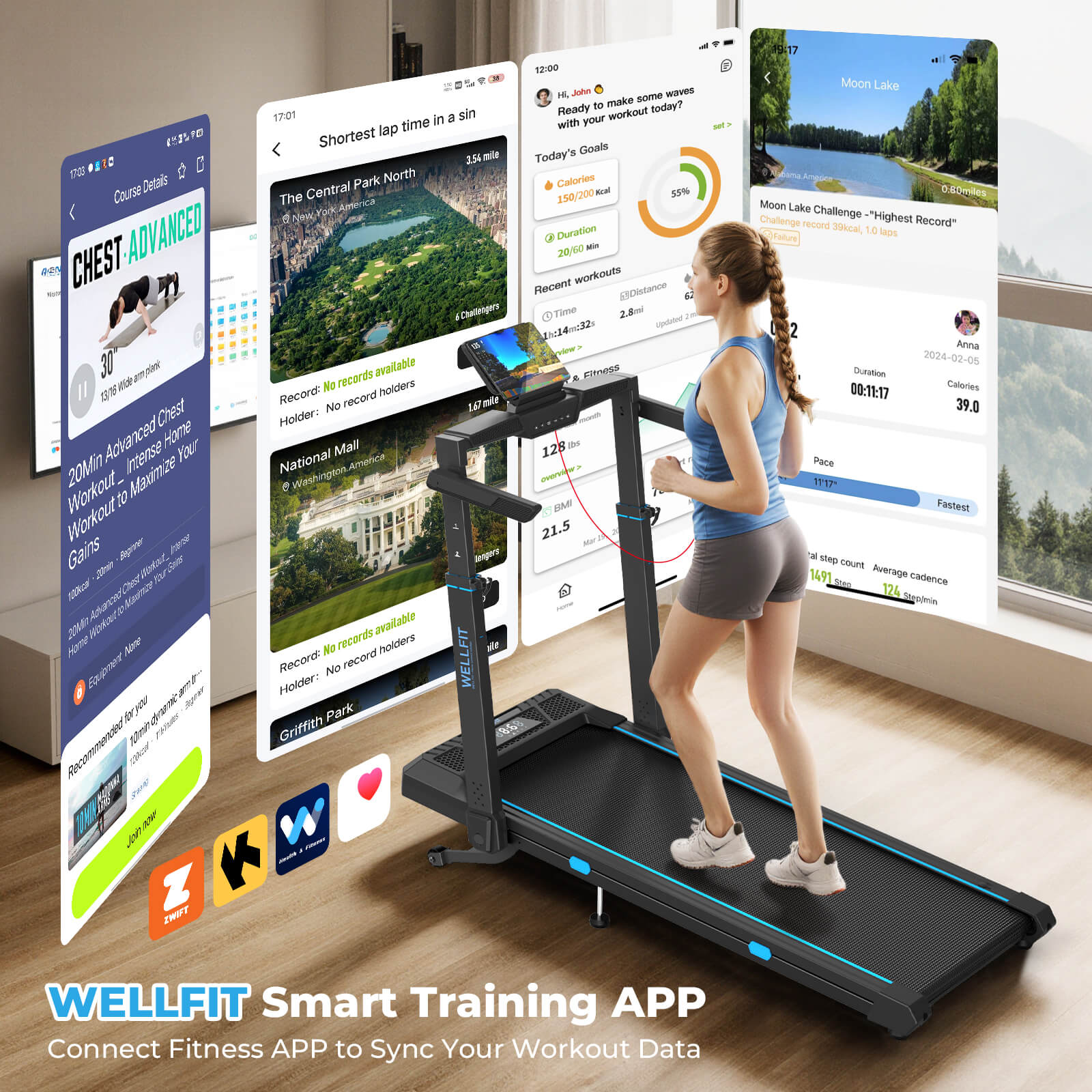 TM032 Height-Adjustable Treadmill with 10% Auto Incline 17*44 Inch Running Area - Image 11