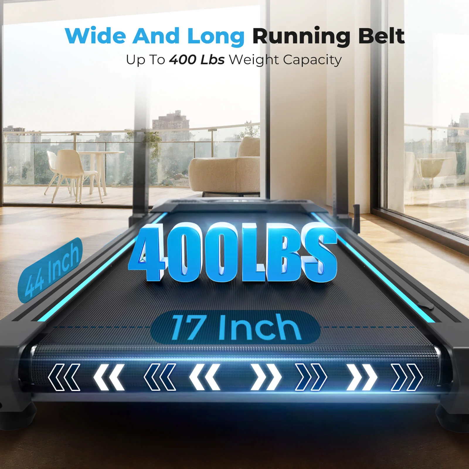 TM032 Height-Adjustable Treadmill with 10% Auto Incline 17*44 Inch Running Area - Image 15