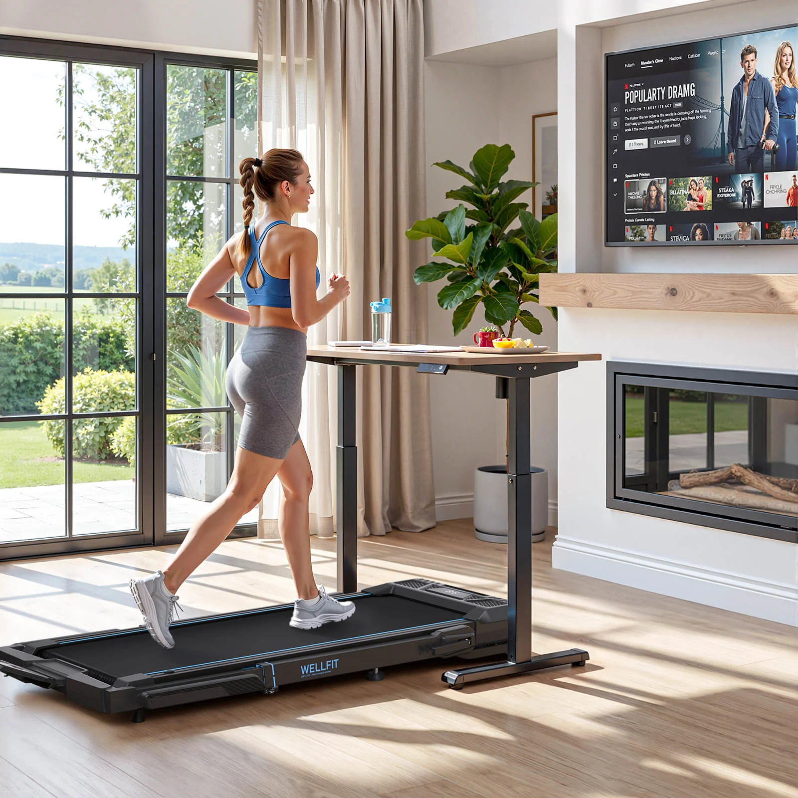 TM032 Height-Adjustable Treadmill with 10% Auto Incline 17*44 Inch Running Area - Image 17