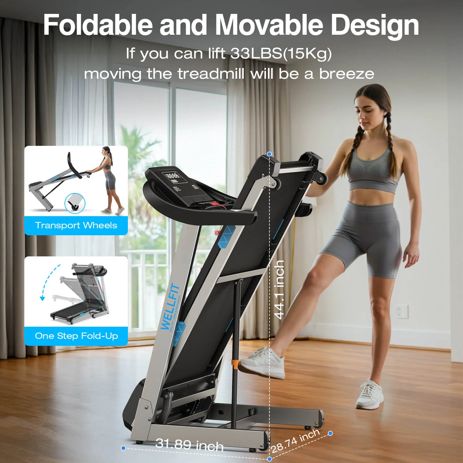 [2026]TM007 Foldable Auto 15% Incline Treadmill 400 LBS Capacity - Image 4