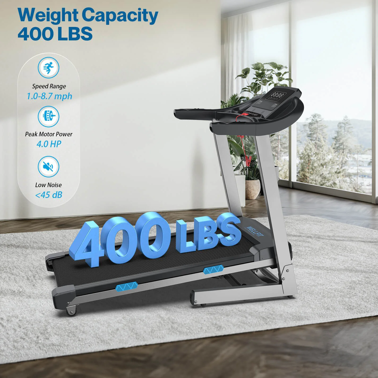 [2026]TM007 Foldable Auto 15% Incline Treadmill 400 LBS Capacity - Image 9